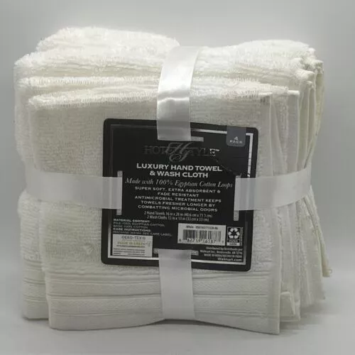 Hotel Style Luxury Hand Towels & Washcloths 4 Pack Grey wash cloths