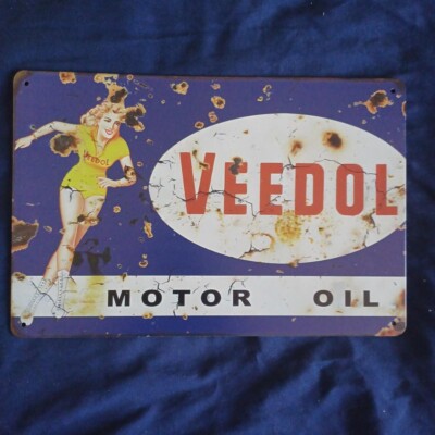 8''X12'' Metal Sign Man Cave Wall Art Oil Garage Bar Gas Station Veedol Oil