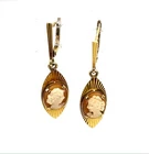 GORGEOUS 18K GOLD EARRINGS - Cameo Sleepers - 3.80g