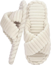 ZOORON Women'S Cozy Slippers Crossbands Memory Foam - Soft Plush Lined Non-Sli