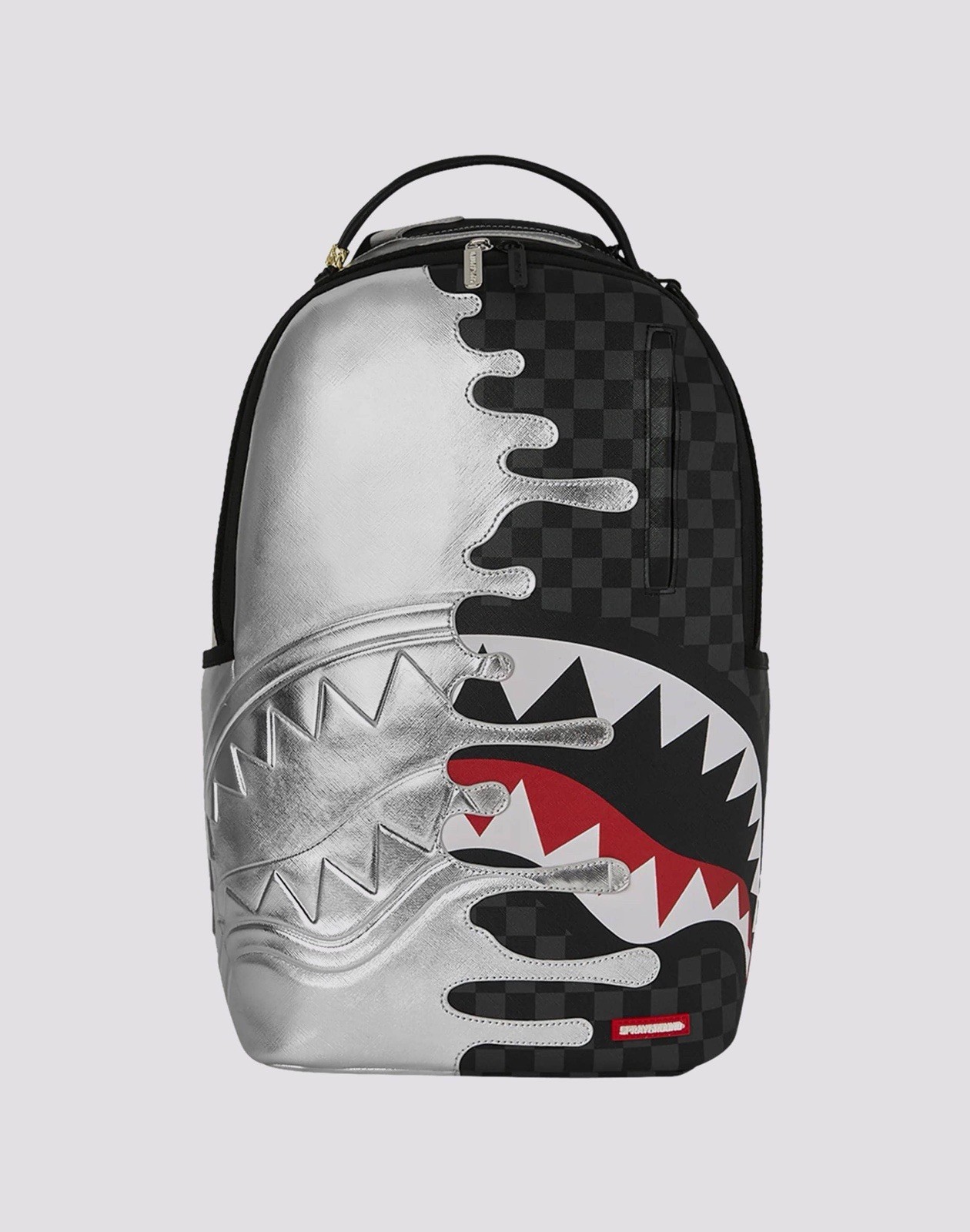 SPRAYGROUND LIMITED EDITION BACKPACK METALLIC SILVER SIDE DRIP BLACK SHARK NEW 28290₽