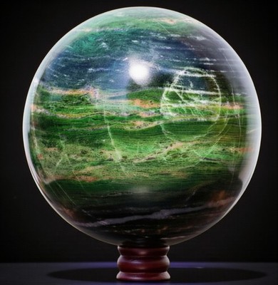 260MM Green Nephrite Jade Sphere Gemstone Ball Chakra Balance Aura Alignment