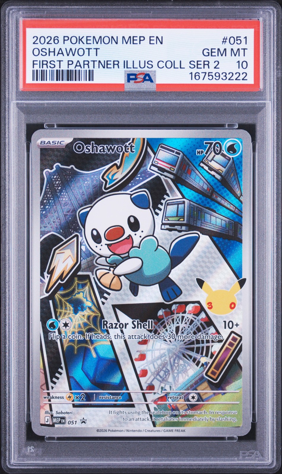 2026 POKEMON MEP EN-ME BLACK STAR PROMO #051 OSHAWOTT PSA 10
