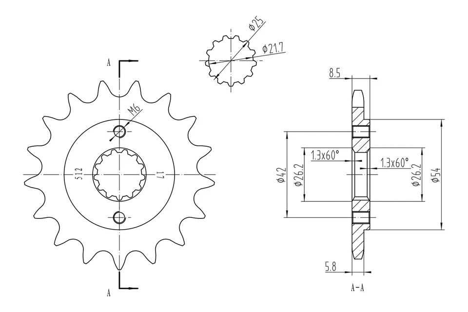 For Suzuki GSXR600 1997-2016 BikeMaster 965693 520 Series Front Sprocket - Image 2 of 2