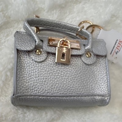 Silver Charm Handbag Keychain for Women with Lock & Metal Hardware Bag charm