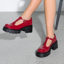 Women Y2K T-Strap Mary Jane Shoes Platform Chunky Block Heels Round Toe Pumps