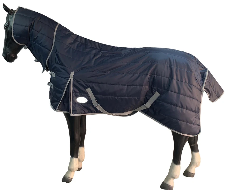 EQUITACK 210D Stalldecke Pferdedecke Winterdecke mit Hailsteil 200G Füllung Navy