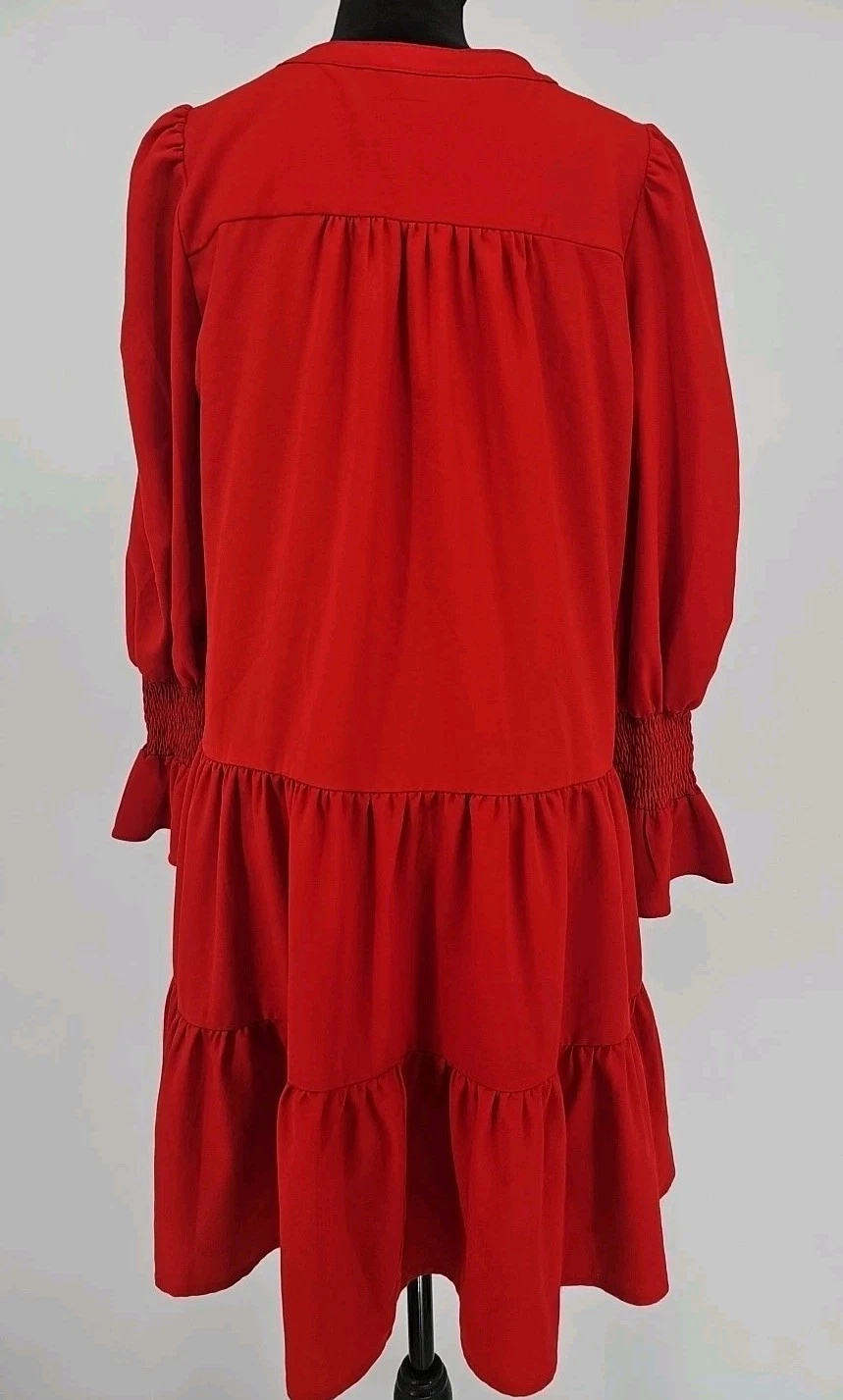 Abito Tuckernuck Pomander Place Kenzo M rosso crepe a strati scollo a V