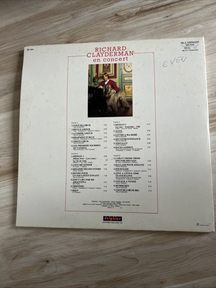 LP 43. Vinyle 33 tours. Richard Clayderman – En Concert Coup De Cœur  1981 - Photo 3/3