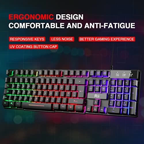 Wired Gaming Keyboard Rainbow LED Backlit Mechanical UK Layout 19 Anti-gosting - Image 2 of 4