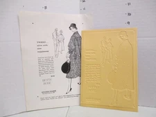 BETTY ROSE 1957 news advertising mat women's clothing Eames coat suit TWEED