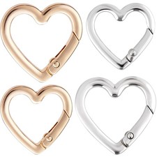 4pcs Heart Shaped Keychain Clip, Zinc Alloy Heavy Duty Heart Keychain Clip, S...