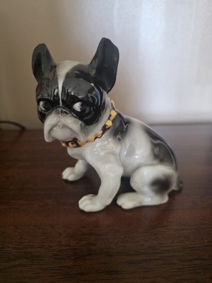 Vintage Boston Terrier Frenchie Bull Dog Porcelain Figurine Japan Mid Century