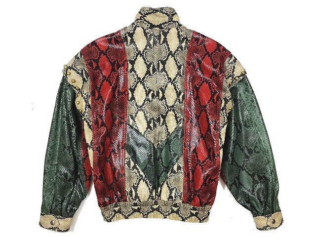 18Aw Gucci Python Print Leather Bomber Jacket 2Wa… - image 4