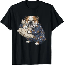 Funny Sleepy English Bulldog Pajama Men Women Gift Unisex T-Shirt