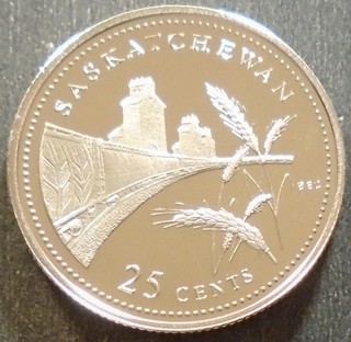 Canada Elizabeth II (Saskatchewan) Silver PROOF 25 Cents 1992