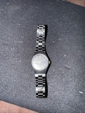 Vtg Pulsar Day Date Watch Black Dial Black Metal Band V248-0030 22.6mm Untested