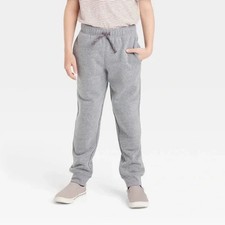 Cat Jack Boys' Fleece Gray Jogger Sweatpants with Reinforced Knees 6-7 Small