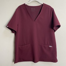 FIGS Technical Collection Burgundy Casma Three-Pocket Scrub Top Size Large