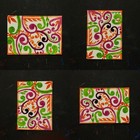 ACEO Original Abstract Leaves Swirls Dots Pink Green Orange 2.5 x 3.5 Watercolor — photo 1
