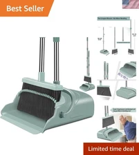 Upgrade Broom and Dustpan Set, Large Size and with Long Handle, Upright,Ideal...