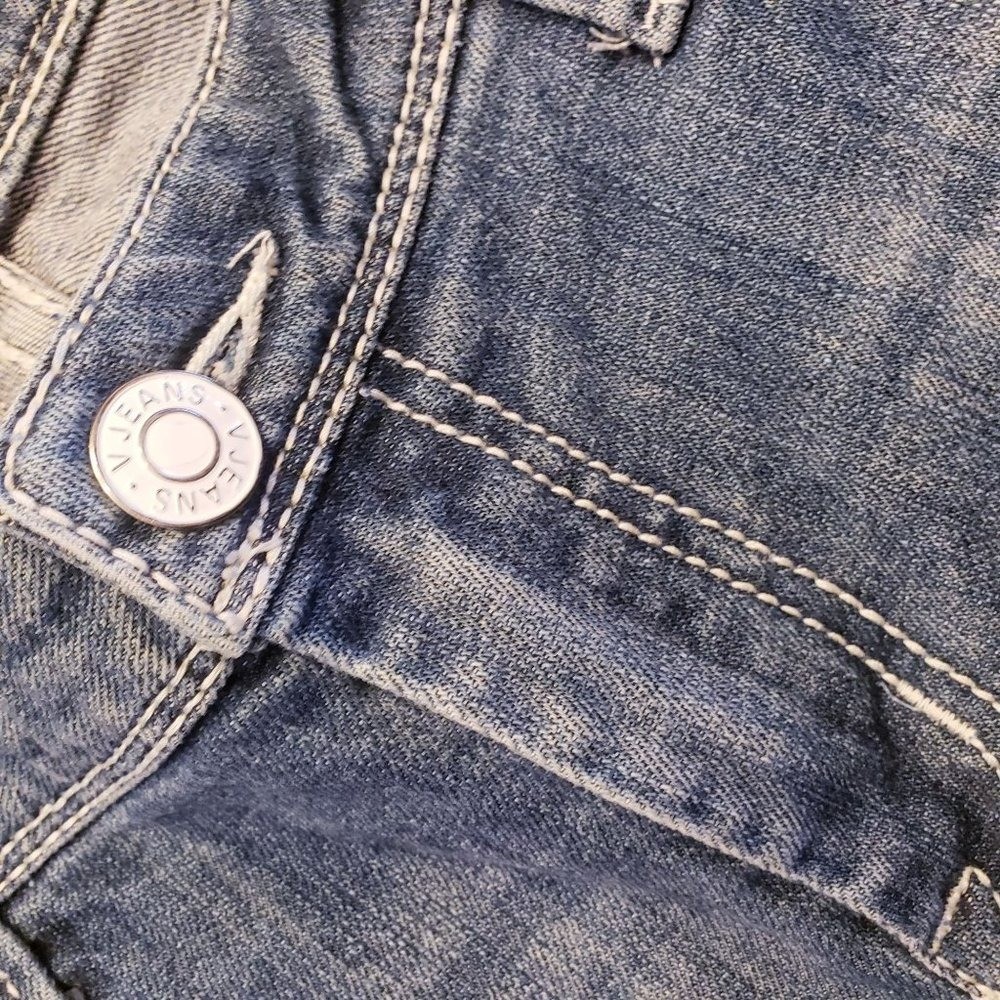 Vigoss Jeans size 11 contrast stitching distressed skinny mid wash