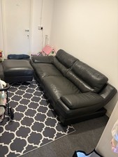 Large 2 Seater Leather Sofa With Storage Footstool Sofology Black