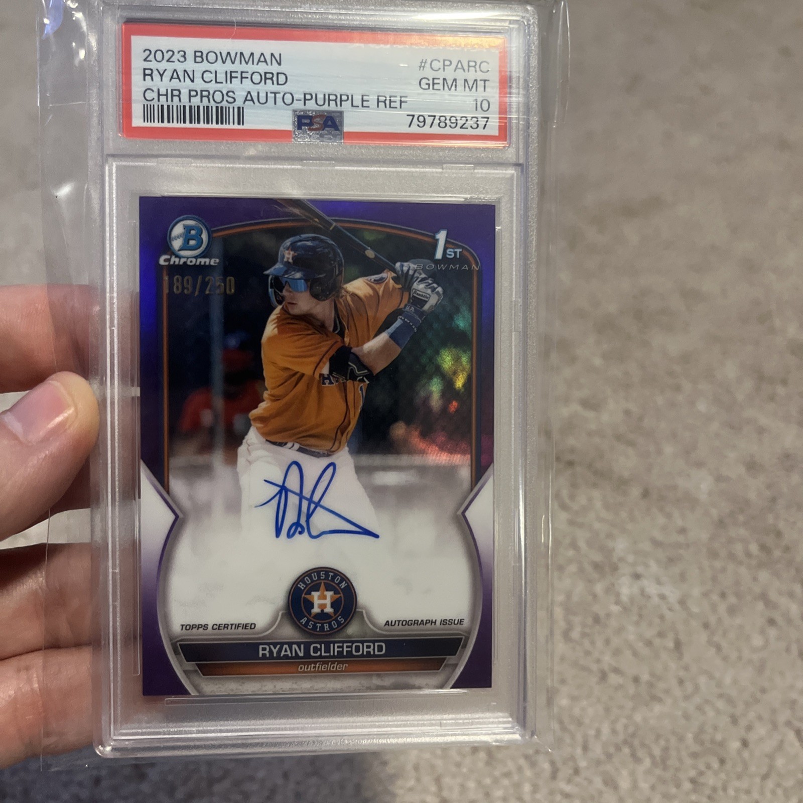 2023 Bowman-Ryan Clifford-Chrome 1st Bowman Auto-Purple/250 GEM MINT PSA 10