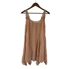 Free People Mini Dress Nude Semi Sheer Lace Small Beads For Days