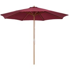 ⌀3m Bamboo Wooden Market Patio Umbrella Garden Parasol Outdoor Sunshade Canopy,