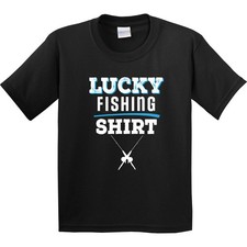 Inktastic Lucky Fishing Shirt Funny Fisherman Youth T-Shirt Fish Apparel Tee