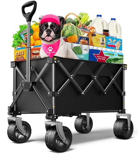 Beach Wagon,Collapsible Wagon 220lbs with Big Wheels FoldableWagon Carts,Port...
