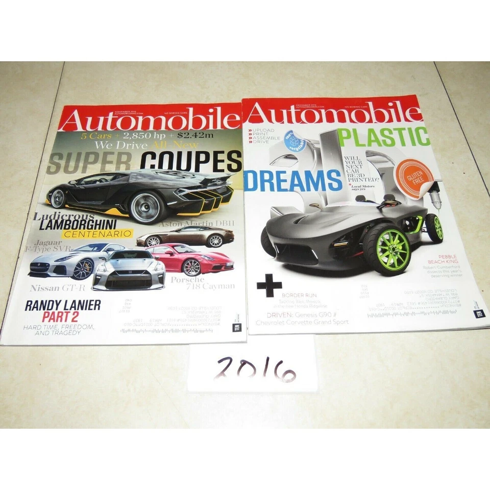Automobile Magazine 2016 Lot of 12 Issues Full Year By Motortrend Group Car Foto 2 de 4
