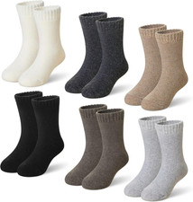 Kids Merino Wool Socks Boys Girls Thermal Winter Hiking 4-7 Years Solid Color