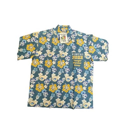 Rum Reggae Hawaiian Shirt Mens XL Blue Floral Copri Print Short Sleeve NWT