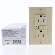 Eaton Ivory Tamper/Weather Resistant GFCI Outlet Receptacle 15A TWRSGF15V