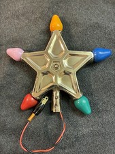 Vintage Lampka bożonarodzeniowa C7 C-7 Royal Star Metalowy topper na choinkę ze światłami vintage GE