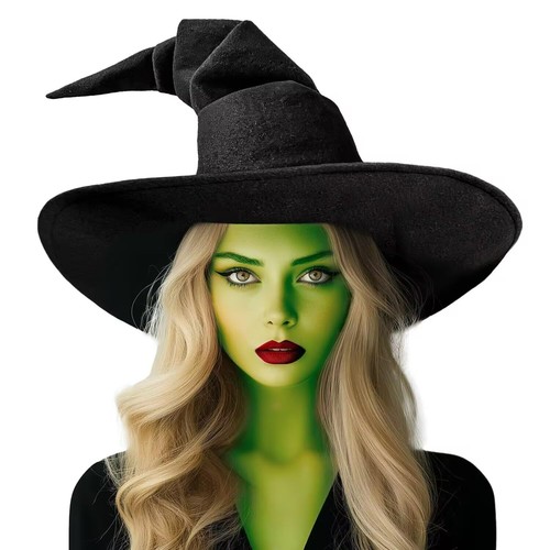Witch Hat, 17.8IN Black Felt Wizard Hat for Adults and Teens Novelty Alchemy ...