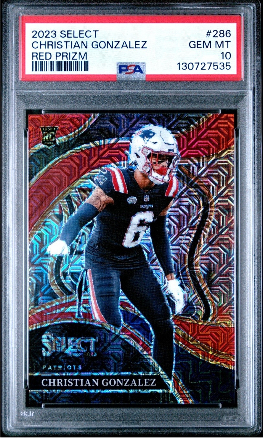 2023 Panini Select - Club Level Christian Gonzalez #286 Red Prizm #1/49 PSA 10