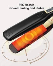 KIPOZI 1.75“ Hair Straightener Titanium Wide Plate Flat Iron Dual Voltage Black 13