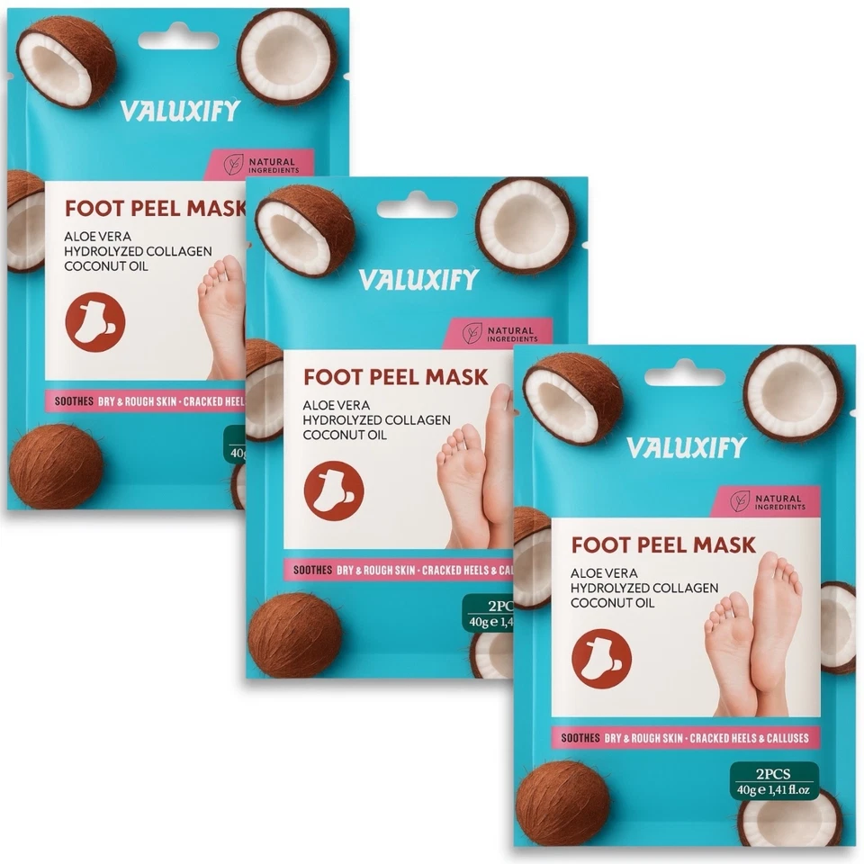 Bulk 12 Coconut Foot Peel Masks | Softening Exfoliating Socks | Baby Soft Foot - Image 2 of 4
