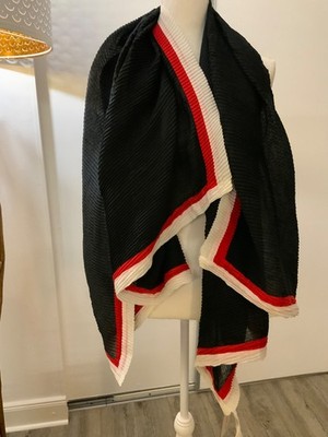 CODELLO Schal  Tuch schwarz rot weiß Plissee neu mit Etikett