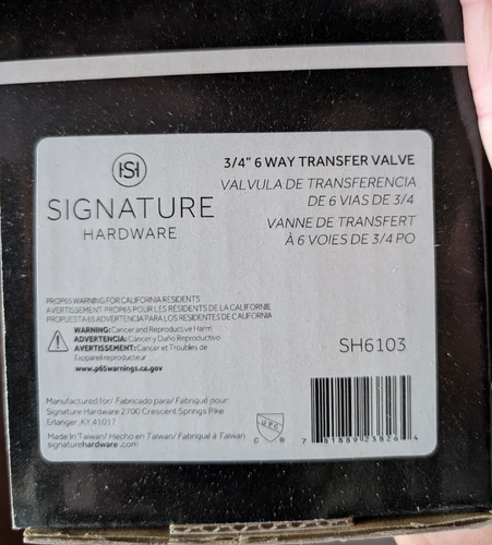 Signature Hardware SH6103 6 Way Transfer Valve Brass Rough In 3/4" - Picture 4 of 4