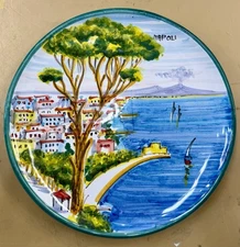 Vietri Pottery-8’’ Plate With Napoli Scenery.Made/painted by hand in Italy