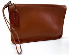 Vintage Coach Women  s Zip Wristlet Pouch Clutch Saddle Tan Made in USA  EUC
