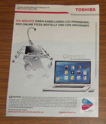 Seltene Werbung TOSHIBA QOSMIO Notebook Portable Computer 2004