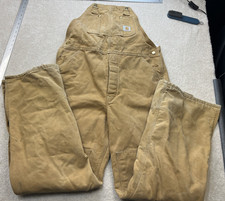 Carhartt Bib Overalls Mens 38x36 Brown Duck Double Knee USA