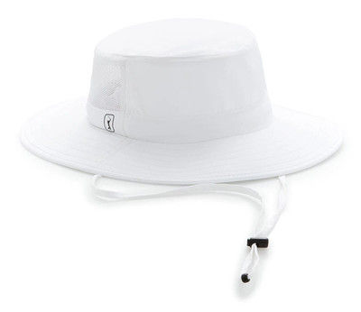 PGA TOUR Men s Solar Bucket Hat with Chin Strap   Bright White, NEW With Tags
