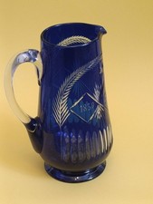 Antik cristal carafe kobaltblau Glaskaraffe 1839--1896