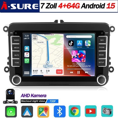 4+64GB Android 15 Autoradio Navi CarPlay +Kam für VW GOLF 5 6 Plus Tiguan Passat